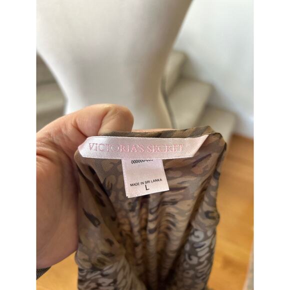 Victoria Secret Brown Tan Leopard Print Lace Trim Slip Nightie Lingerie - Picture 6 of 7